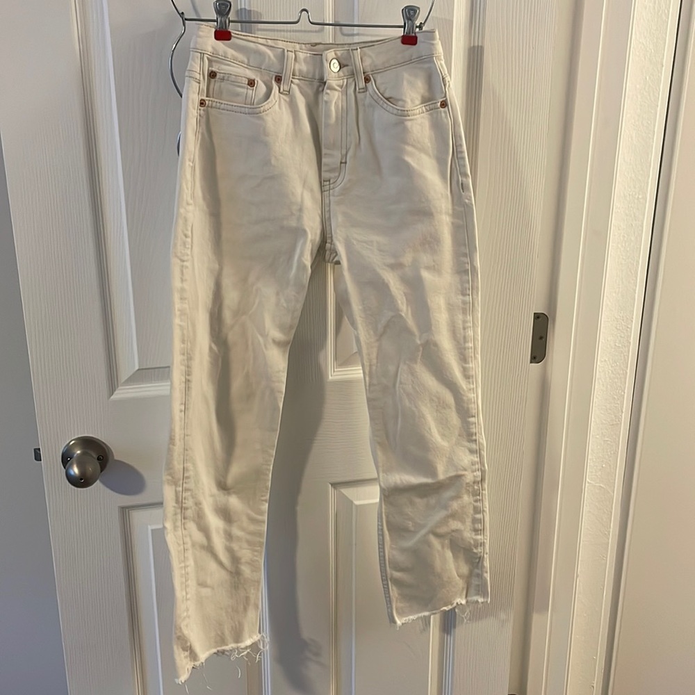White Top Shop Straight Jeans W26 L 32